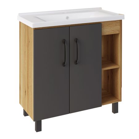 Тумба под раковину АСБ-Мебель Агата 80 см напольная дуб крафт/серая (80062) агата кристи зло под солнцем