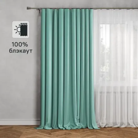Штора на ленте блэкаут Лоск 200x260 см цвет зеленый