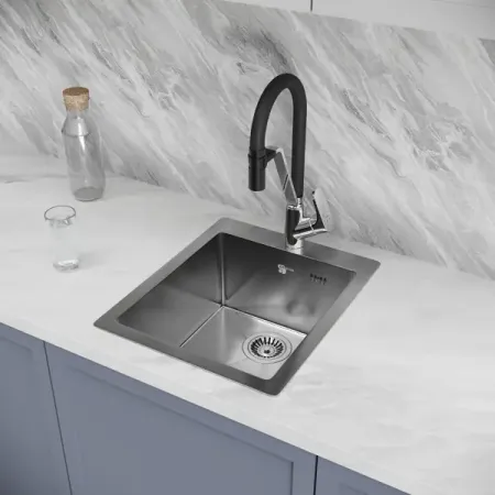 Мойка для кухни врезная M1SI Delinia 40x50 см глубина чаши 19.1 см нержавеющая сталь цвет серебро