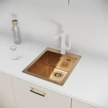 Мойка для кухни врезная М3G Delinia 40x50 см глубина чаши 19.1 см нержавеющая сталь цвет золото