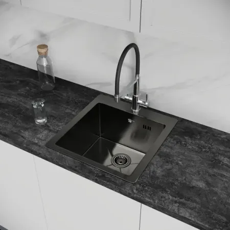 Мойка для кухни врезная М5B Delinia 50x50 см глубина чаши 19.1 см нержавеющая сталь цвет черный