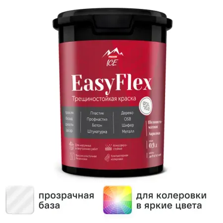 Краска резиновая трещиностойкая Parade EasyFlex матовая прозрачная база С 0.9 л
