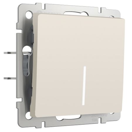 Выключатель Werkel одноклавишный встраиваемый айвори матовый проходной с подсветкой (a062418)