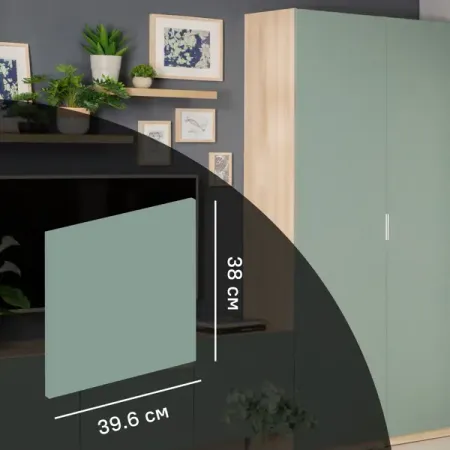 Дверь для шкафа Лион София грин 39.6x38x1.8 см ЛДСП цвет зеленый