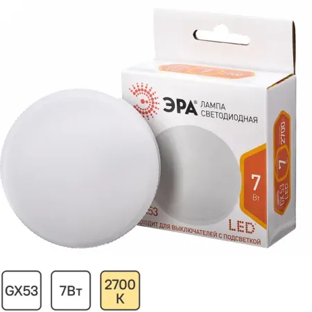 Лампа светодиодная Эра GX-7W-827-GX53 250 В 7 Вт круг 560 лм теплый белый цвет света