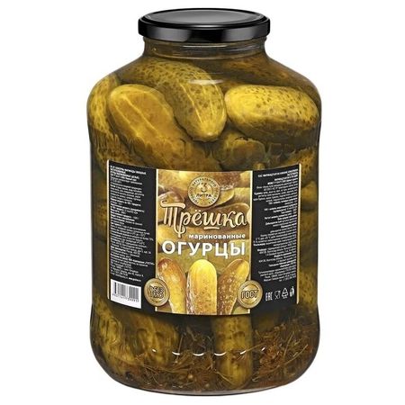 Огурцы Gustus маринованные целые Трешка, 3000 г