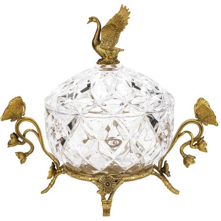 Конфетница Glasar с лебедем 29х20х29 см