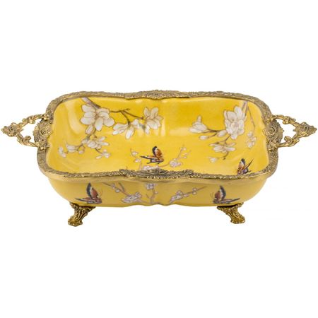 Блюдо Glasar на ножках с ручками 34х21х10 см