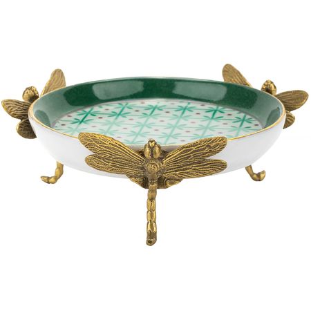 Блюдо Glasar на стрекозах зеленое 13х13х6 см