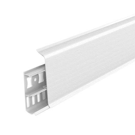 Плинтус ПВХ напольный Деконика 85 мм белый матовый 2200 мм Г-профиль с кабель-каналом