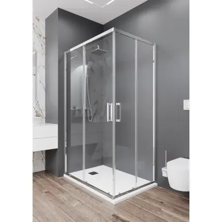 Душевая ширма Квадро Март прямоугольная 80x120x195см цвет профиля хром раздвижная стекло 6мм прозрачное соединителей для профиля 2020