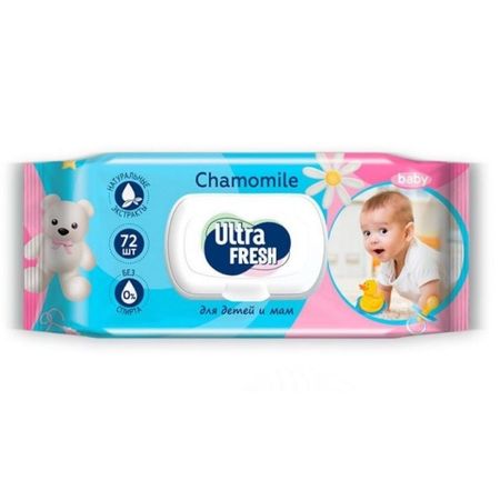 Салфетки влажные Ultrafresh для детей и мам с клапаном 72 шт