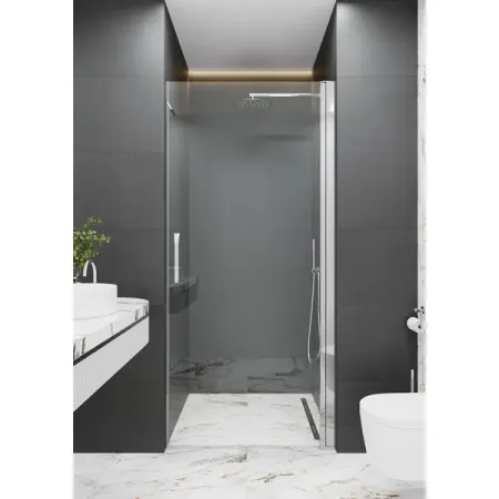 Душевая дверь в нишу Март Эстетика 195x100 см хромированный профиль прозрачное стекло распашная