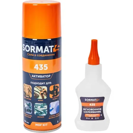 Суперклей - набор для экспресс склеивания Sormat MDF KIT 435 35 гр + 200 мл