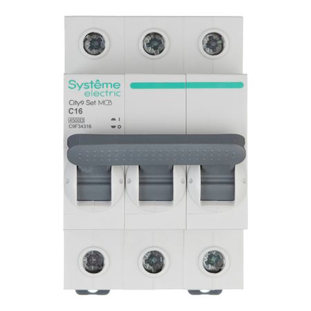Автоматический выключатель модульный Systeme Electric City9 Set 3P 16А тип C 4,5 кА 230 В (C9F34316) автоматический выключатель модульный schneider electric easy 9 3p 20а тип c 4 5 ка 400 в ez9f34320