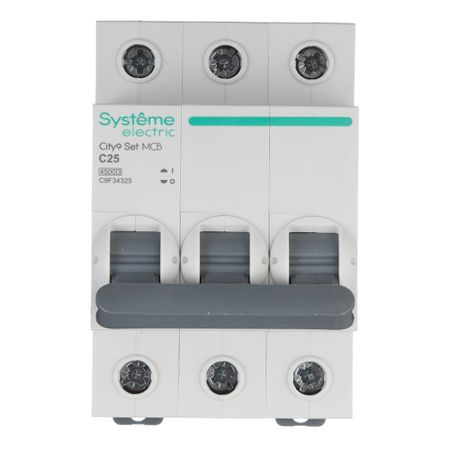 Автоматический выключатель модульный Systeme Electric City9 Set 3P 25А тип C 4,5 кА 230 В (C9F34325) автоматический выключатель модульный schneider electric easy 9 3p 20а тип c 4 5 ка 400 в ez9f34320