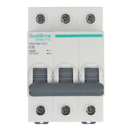 Автоматический выключатель модульный Systeme Electric City9 Set 3P 32А тип C 4,5 кА 400 В (C9F34332) автоматический выключатель модульный schneider electric easy 9 3p 20а тип c 4 5 ка 400 в ez9f34320