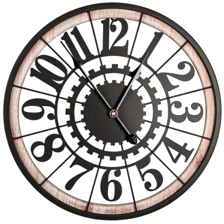 Часы настенные Шестеренки круг МДФ цвет черно-бежевые бесшумные ø40 см заготовка для росписи и декупажа часов круг 13587 3мм 246х246мм упаковка