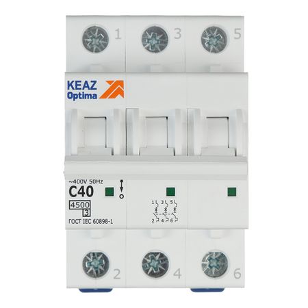 Автоматический выключатель модульный КЭАЗ OptiDin BM63 3P 40А 4,5 кА 400 В (326816) тип переменного тока с чпу rccb электромагнитный автоматический выключатель остаточного тока ac rccb 2 полюсный 25a 40a 63a 100a rcd 30ma 300ma