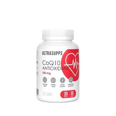 Коэнзим Q10 антиоксидант UltraSupps/Ультрасаппс капсулы мягкие 100мг 30шт