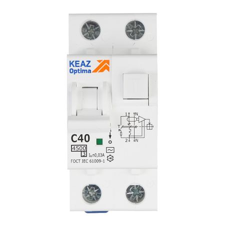 Автомат дифференциальный КЭАЗ OptiDin D63 40А 1P+N тип AC 30 мА 4,5 кА (328102)