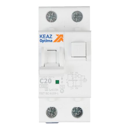 Автомат дифференциальный КЭАЗ OptiDin D63 20А 1P+N тип AC 30 мА 4,5 кА (328099)