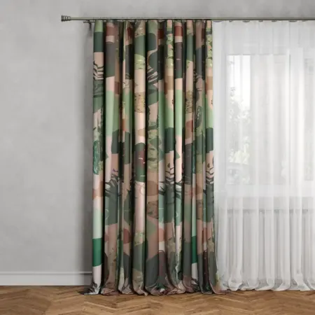 Штора на ленте Кактус 140x260 см цвет зеленый латунные цилиндрические скрытые петли 8 18 мм