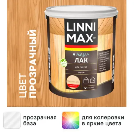 Лак для дерева Linnimax глянцевый прозрачный 2.5 л прозрачный фильтр для воды talk satisfied 50 mesh