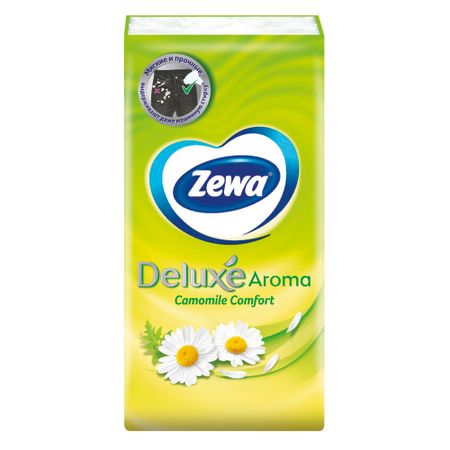 Носовые Платки Zewa Deluxe Ромашка, 3 слоя, 1 упаковка 10 шт