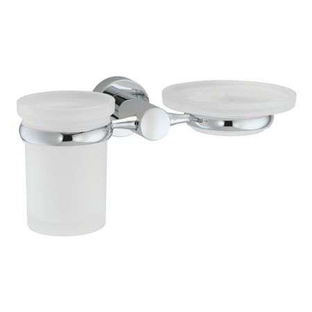 Стакан для ванной WasserKraft Donau с держателем стекло матовый/металл хром (K-9426)