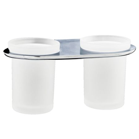 Стакан для ванной WasserKraft Kammel с держателем двойной стекло матовый/металл хром (K-8328D)