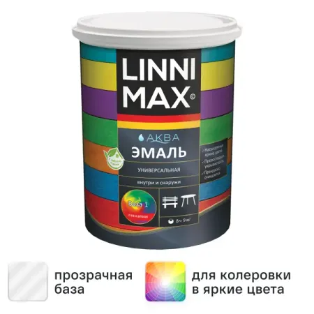 Эмаль Linnimax Аква цвет белый глянцевый база Б1 0.9 л