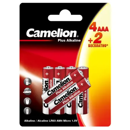 Батарейка Camelion Plus Alkaline 4+2LR6-BP алкалиновая LR03 AAA 6 шт.
