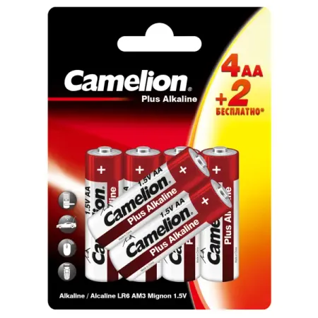 Батарейка Camelion Plus Alkaline 4+2LR03-BP алкалиновая LR6 AA 6 шт.