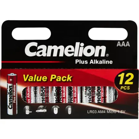 Батарейка Camelion Plus Alkaline LR03-HP12 алкалиновая LR03 AAA 12 шт.