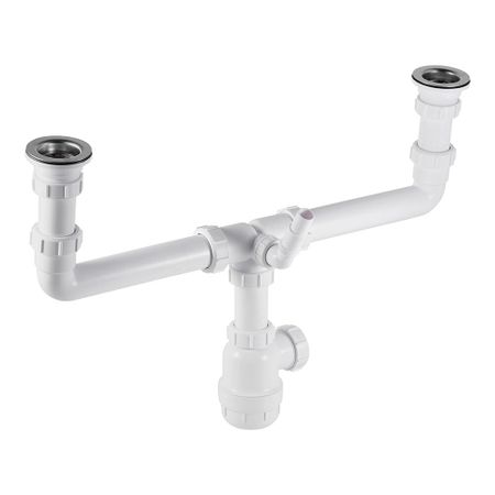 Сифон для двойной мойки McAlpine 1 1/2х40 мм с выпуском d70 мм (MRSK5-A)