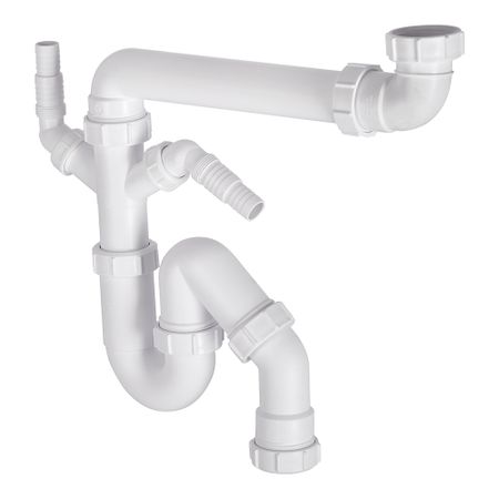 Сифон для раковины и мойки McAlpine 1 1/2х40 мм со смещением без выпуска с отводом (MRSK7-5571)