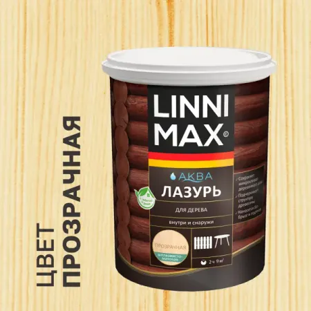 Лазурь для дерева Linnimax полуматовая прозрачная 0.9 л мини деревянный забор 1 метр