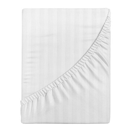 Простыня на резинке 200х200х25 см страйп-сатин белая Verossa Stripe