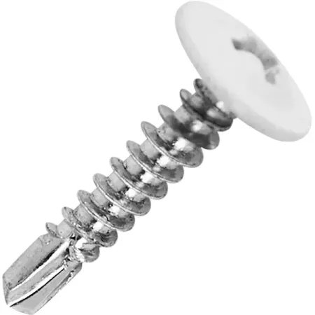 Саморезы по металлу с пресс-шайбой со сверлом оцинкованные RAL 9003 4.2x19 24 шт.