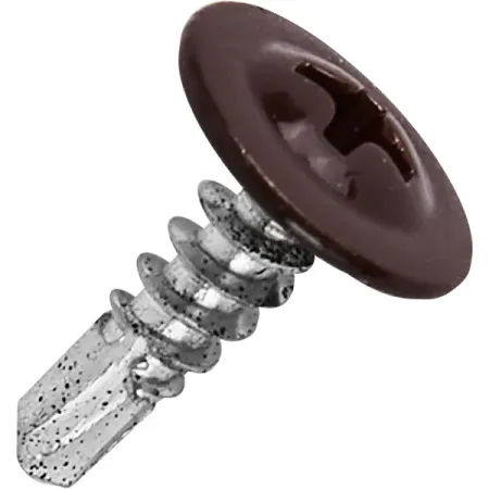 Саморезы по металлу с пресс-шайбой со сверлом оцинкованные RAL 8017 4.2x13 32 шт.