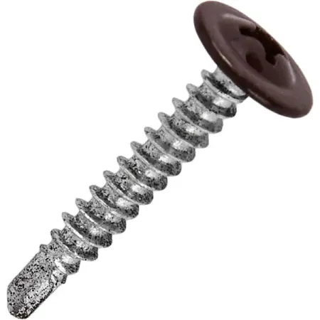 Саморезы по металлу с пресс-шайбой со сверлом оцинкованные RAL 8017 4.2x25 20 шт.