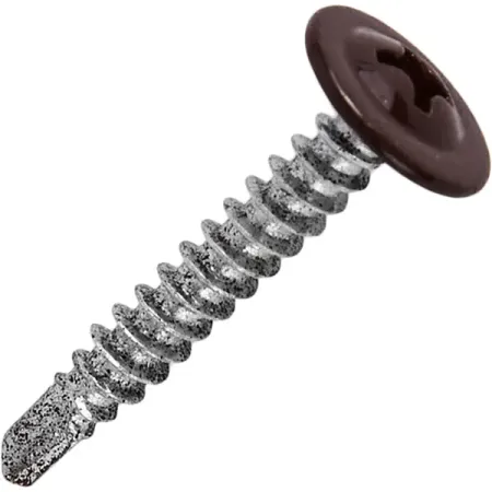 Саморезы по металлу с пресс-шайбой со сверлом оцинкованные RAL 8017 4.2x25 200 шт.