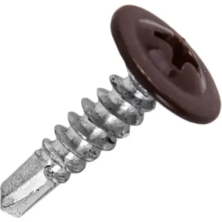 Саморезы по металлу с пресс-шайбой со сверлом оцинкованные RAL 8017 4.2x16 28 шт.