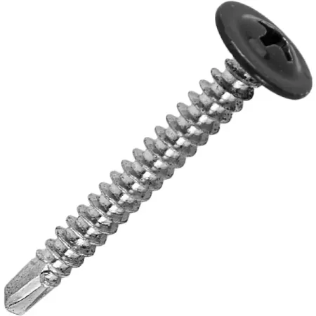 Саморезы по металлу с пресс-шайбой со сверлом оцинкованные RAL 7024 4.2x32 16 шт.