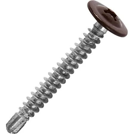 Саморезы по металлу с пресс-шайбой со сверлом оцинкованные RAL 8017 4.2x32 160 шт.