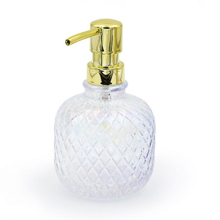 Дозатор для мыла Ridder Jade прозрачно-перламутровый с золотым 9,5х15,5 см