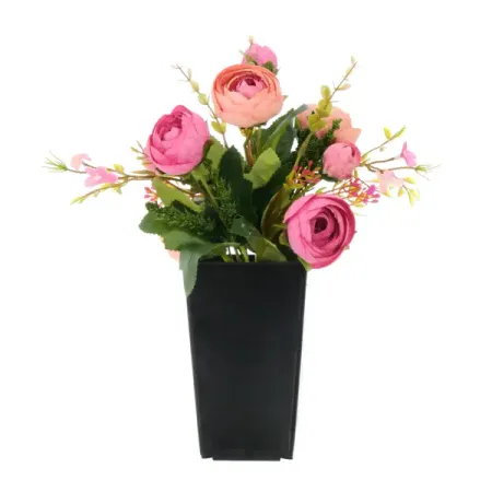 Искусственное растение в горшке камелия h30 см цвет малиновый