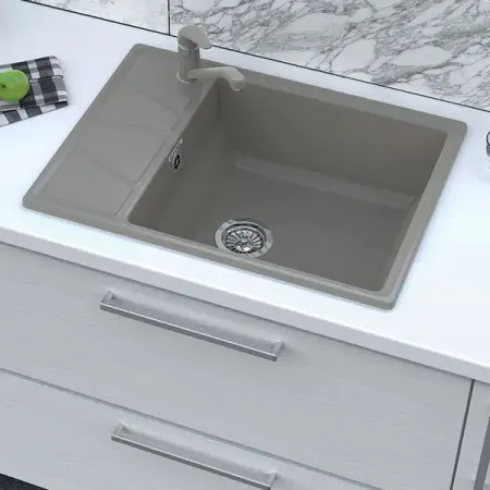 Мойка для кухни врезная с крылом Granfest Vertex GF-V-680L 68x50 см глубина чаши 20 см мрамор цвет серый и н аверцева задачи по общей химии с элементами биоорганической химии