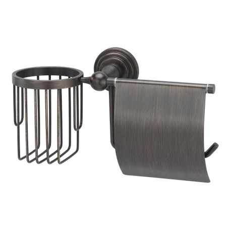 Держатель для туалетной бумаги WasserKraft Isar с крышкой металл/пластик бронза (K-7359)